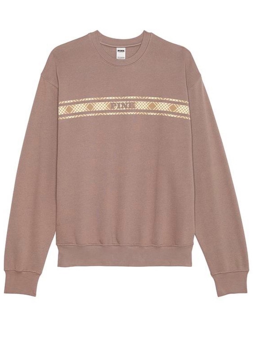 PINK Victoria's Secret Iced Coffee Brown Fleece Sweatshirt size small - Picture 3 of 7